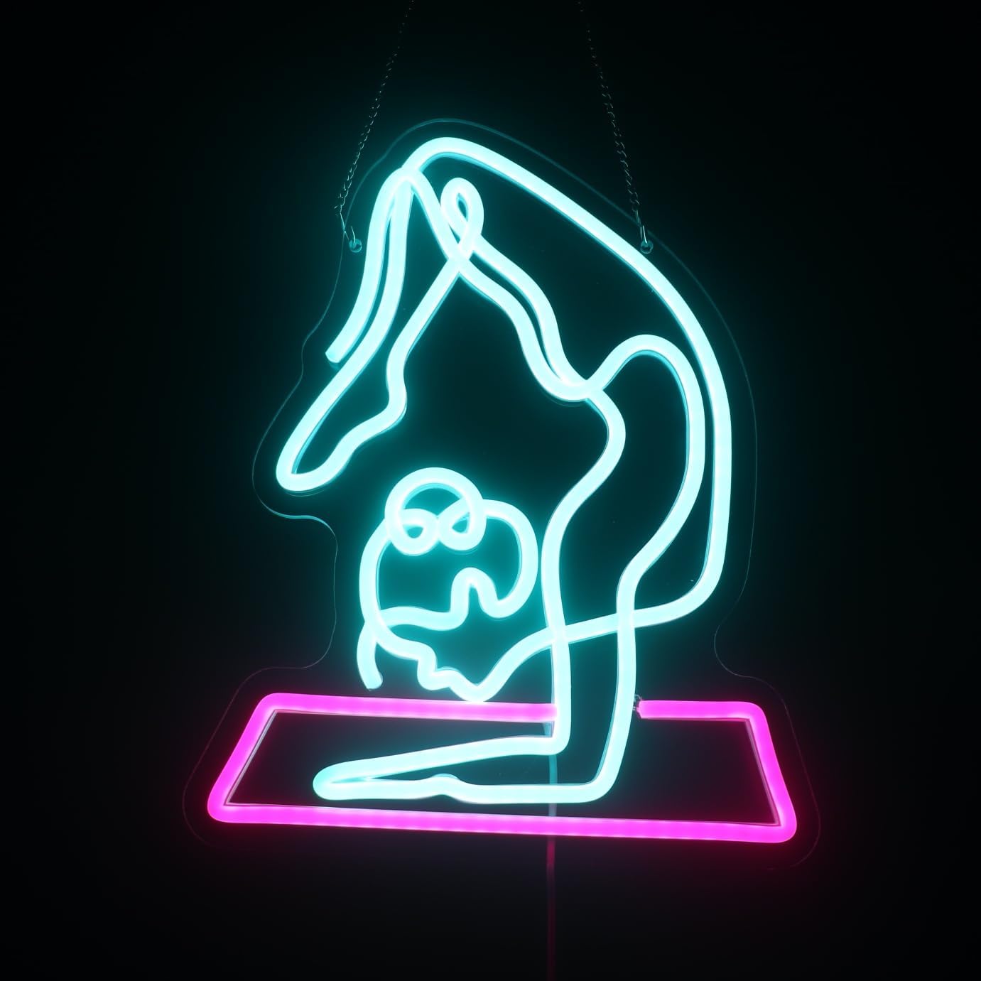 Yoga Fitness Room - Neonowy Znak do Jogi, Ściemniana Lampa