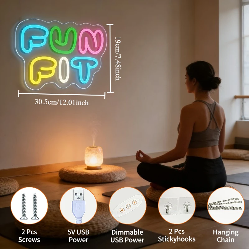 Zabawny neonowy znak LED w ksz – Yoga Fitness Room recenzja i cena